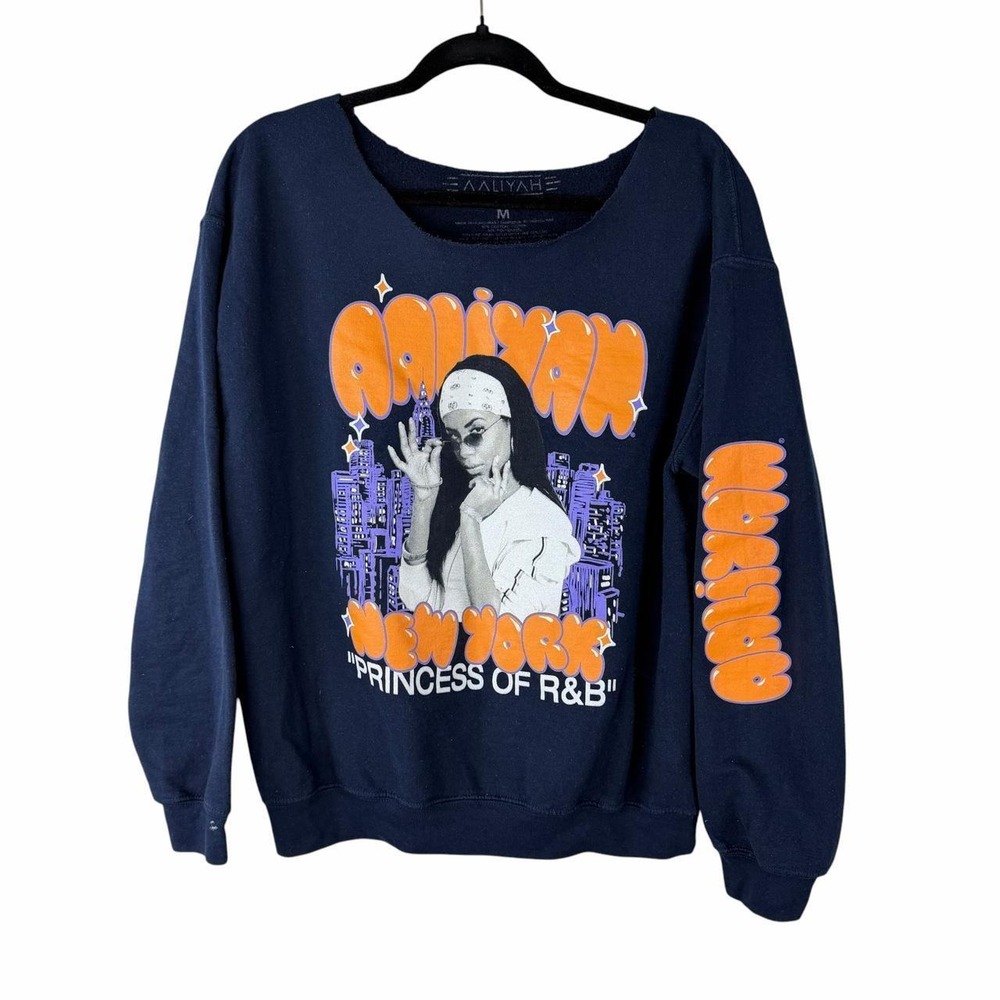 Aaliyah New York Princess of R&B Graphic Sweatshirt Medium Y2K Hip Hop Raw Neck